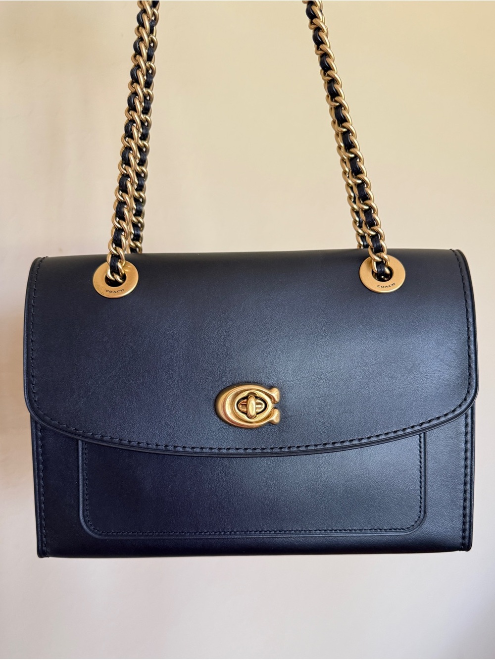 NWT Coach 26852 Calf Leather Parker Convertible Shoulder Bag With Dust Bag-Black
